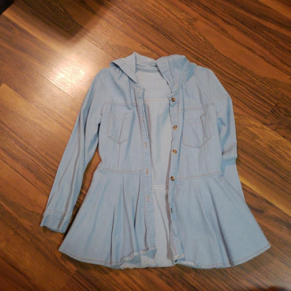 Denim peplum button up